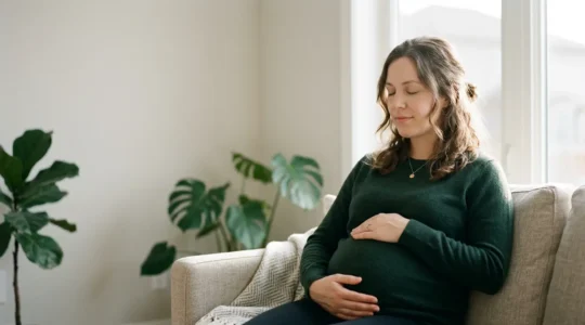 Mother finding balance between physical and emotional wellness during overwhelming motherhood journey