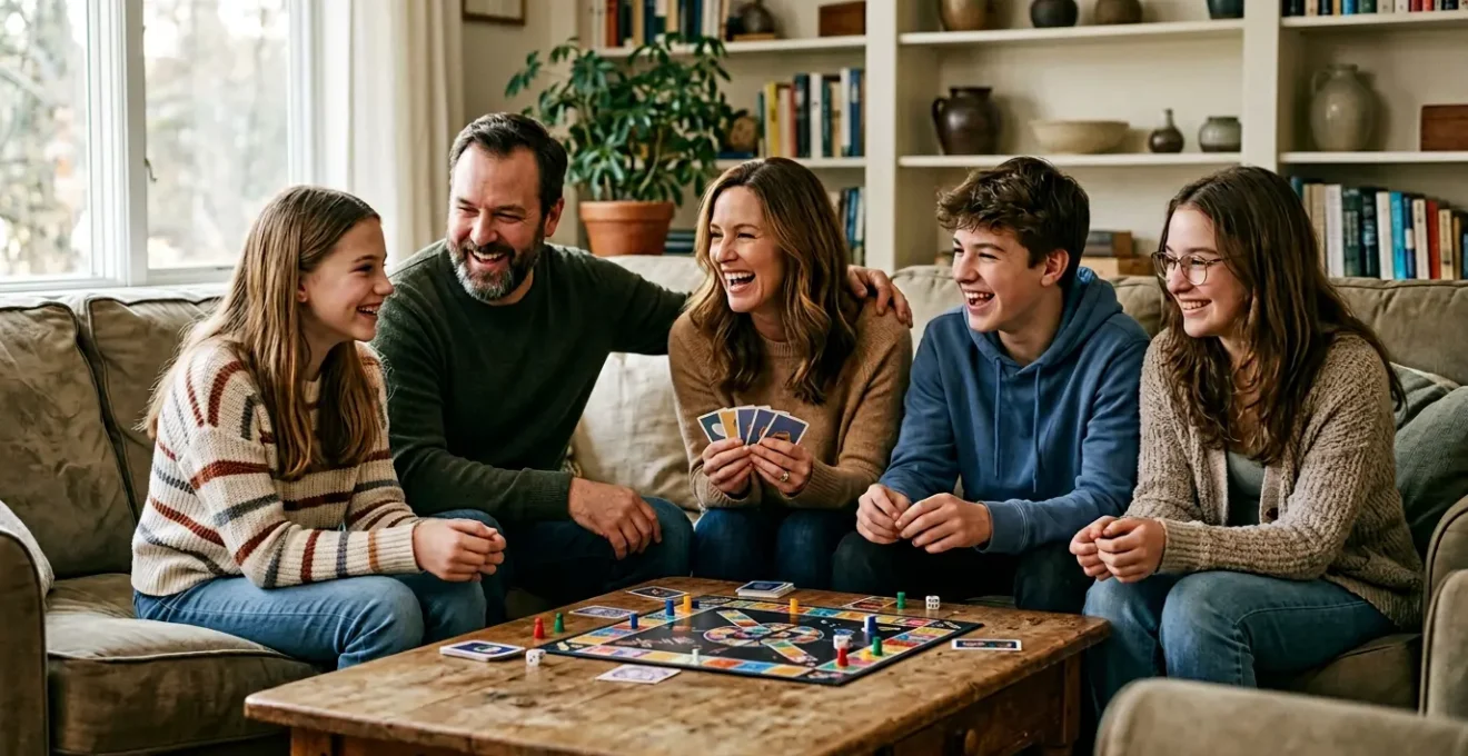 Multi-generational family engaged in meaningful conversation and shared activity, demonstrating connection and cohesion