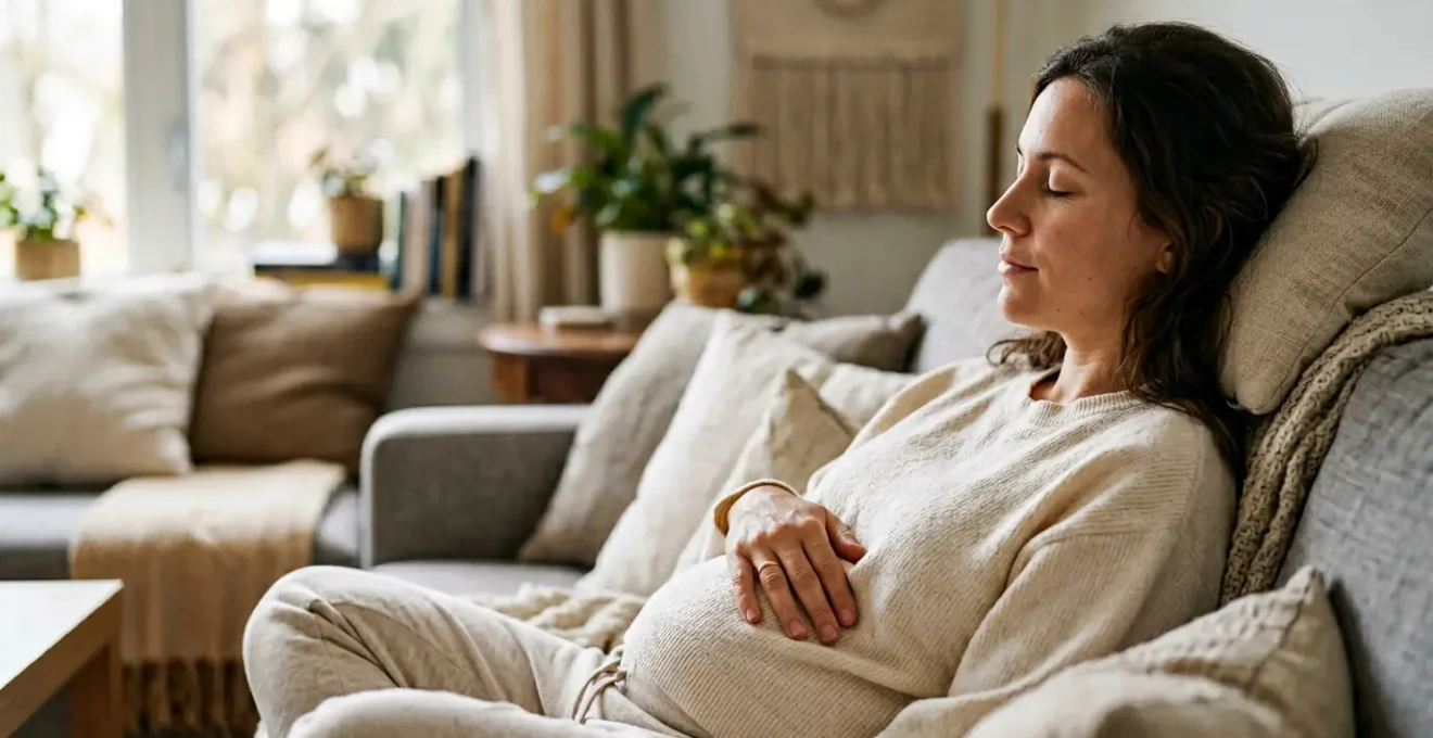A woman resting peacefully during postnatal recovery after cesarean section