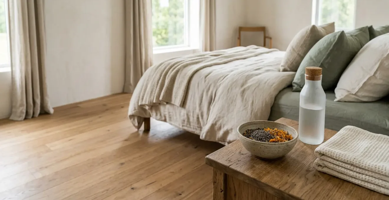 Serene postpartum recovery scene with natural healing elements and soft supportive atmosphere