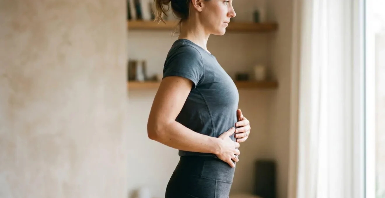 Close-up view showing proper core activation technique through body positioning