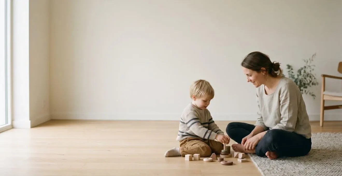 Intimate moment of focused parent-child interaction during play time
