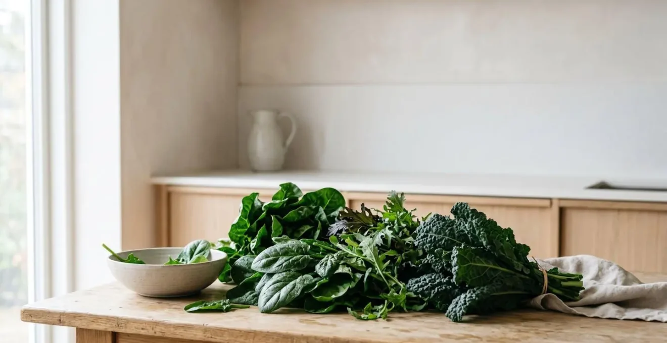 Fresh spinach and leafy green vegetables representing optimal folate content and nutrient preservation