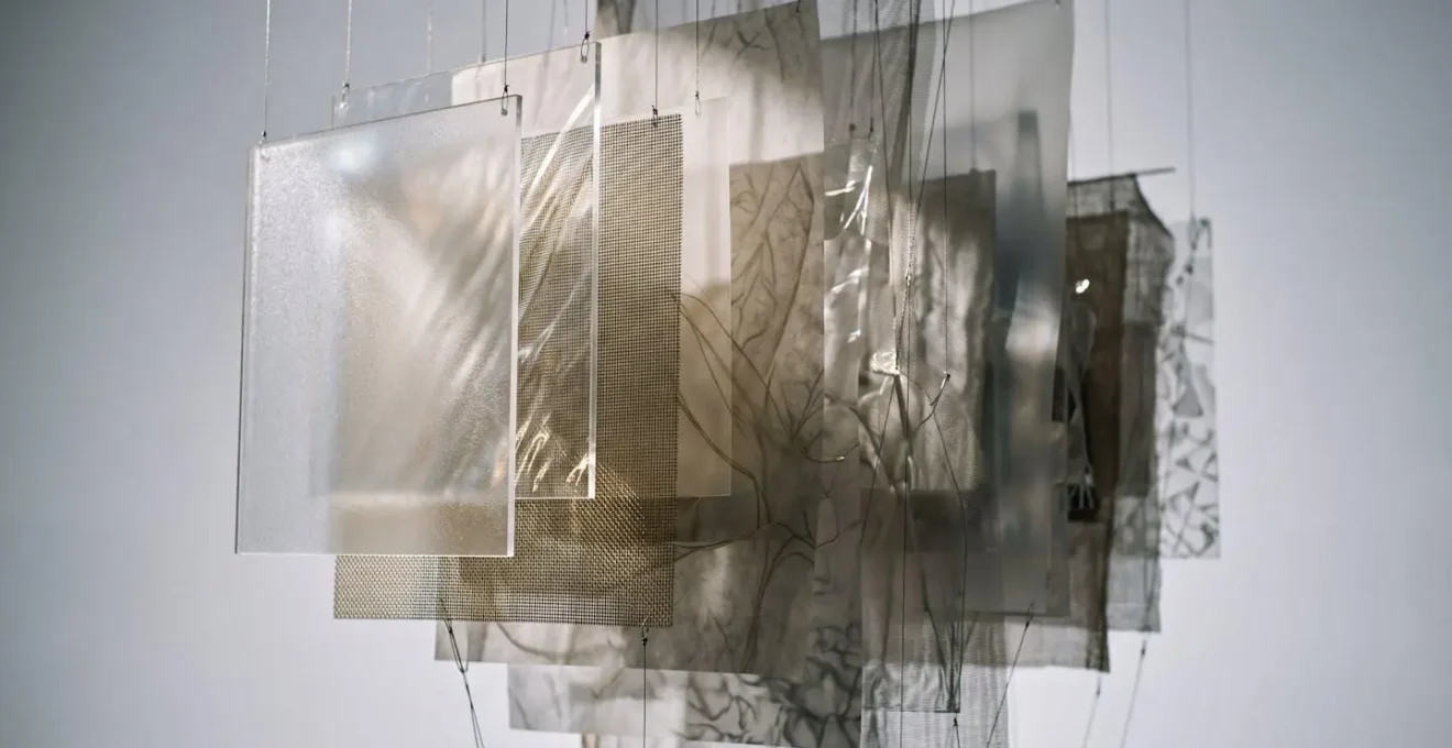 Abstract representation of the invisible mental burden through layered translucent elements