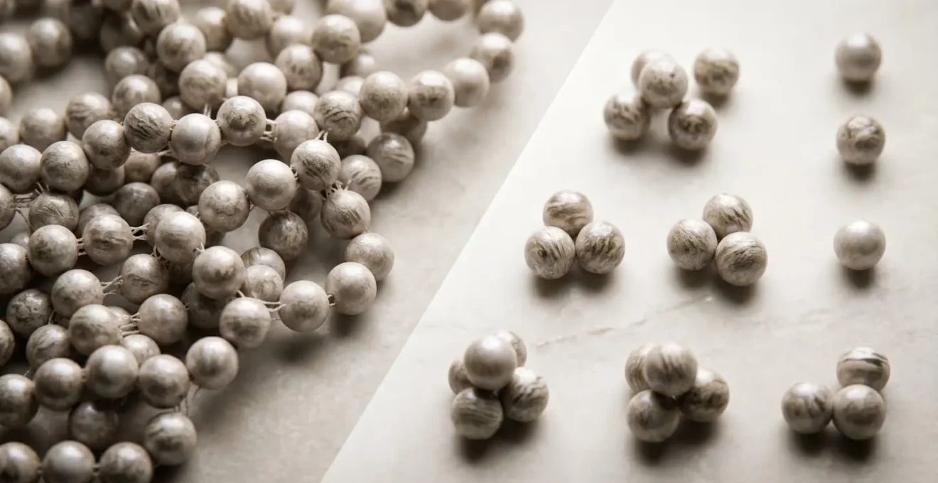 Macro close-up showing the textural difference between complex and simplified protein structures