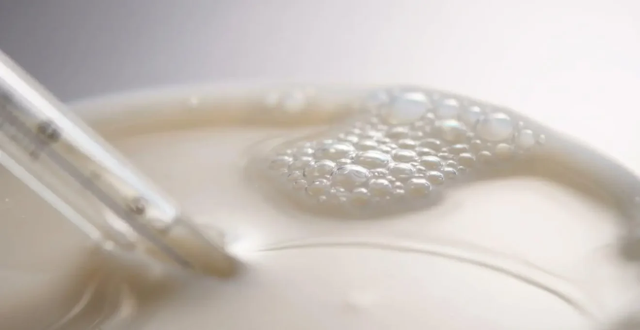 Close-up macro photography showing temperature-sensitive components in breast milk preservation